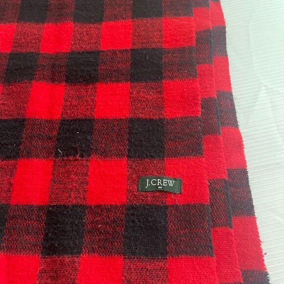 J. Crew Red Black Lumberjack Scarf Soft - Picture 2 of 6